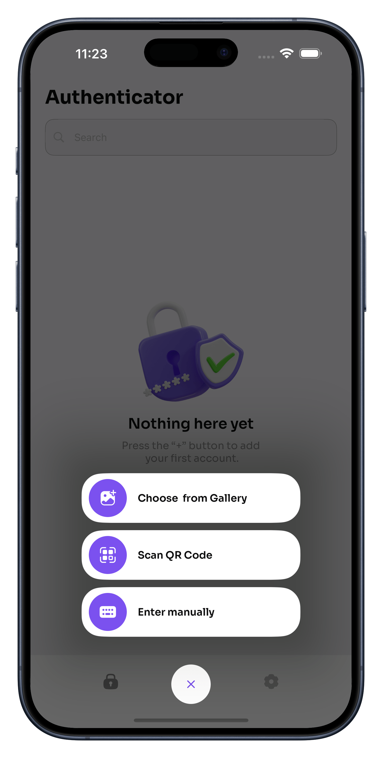 Authenticator – Screen 1