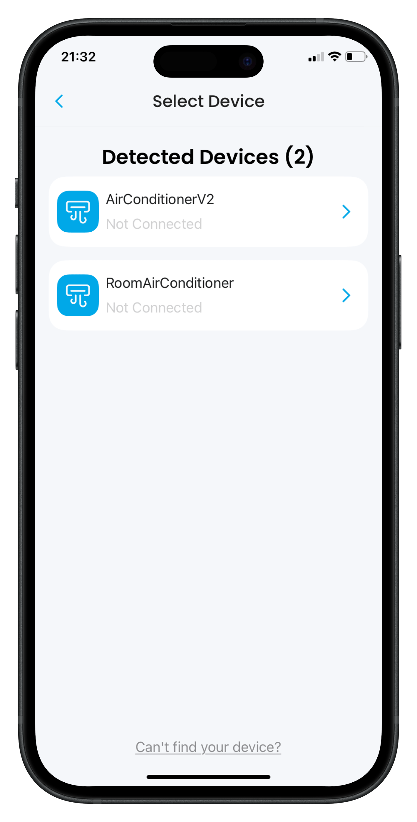 Air Conditioner Control – Screen 2