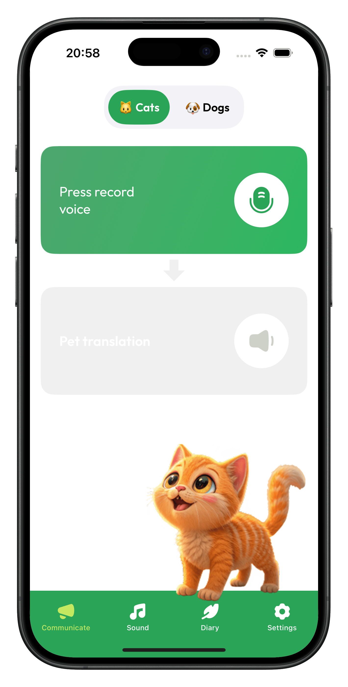 Pet Translator – Screen 1